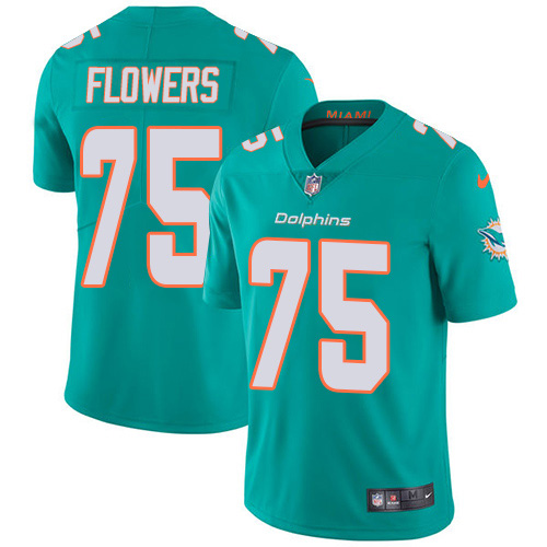 Miami Dolphins #75 Ereck Flowers Aqua Green Team Color Men Stitched NFL Vapor Untouchable Limited Jersey